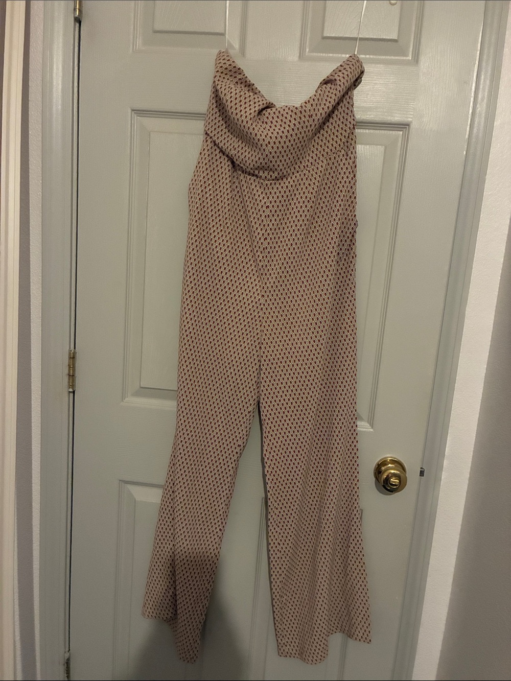 Commense Beige Strapless printed jumpsuit
